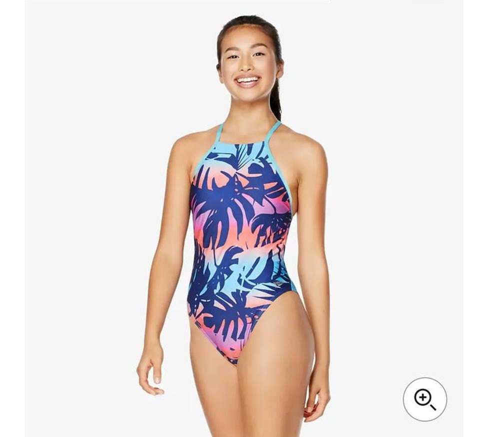 NWT Speedo Printed High Neck One Piece training swimsuit - ombre palm - 6 / 32